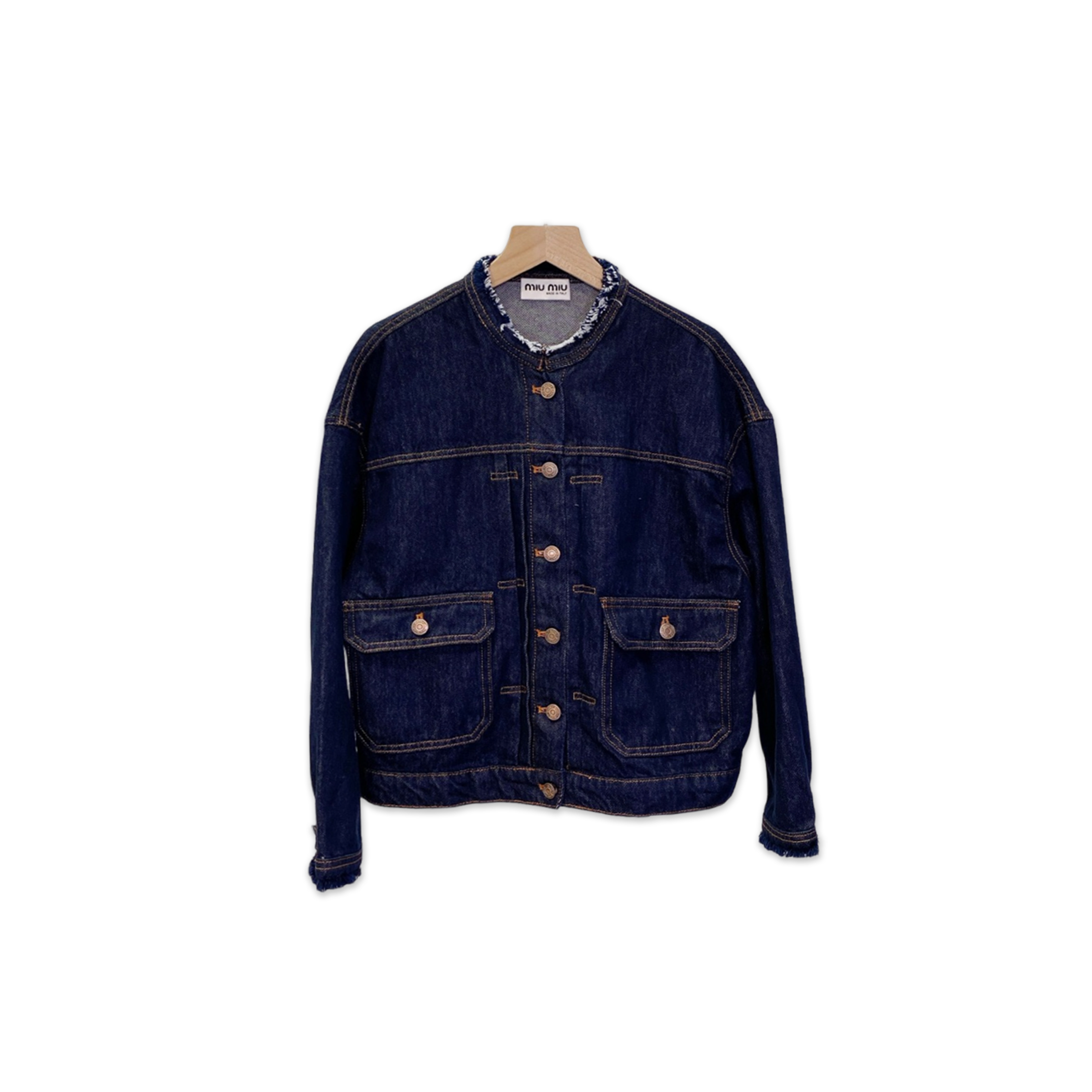 MIU MIU FRINGED COLLAR DENIM JACKET 209445